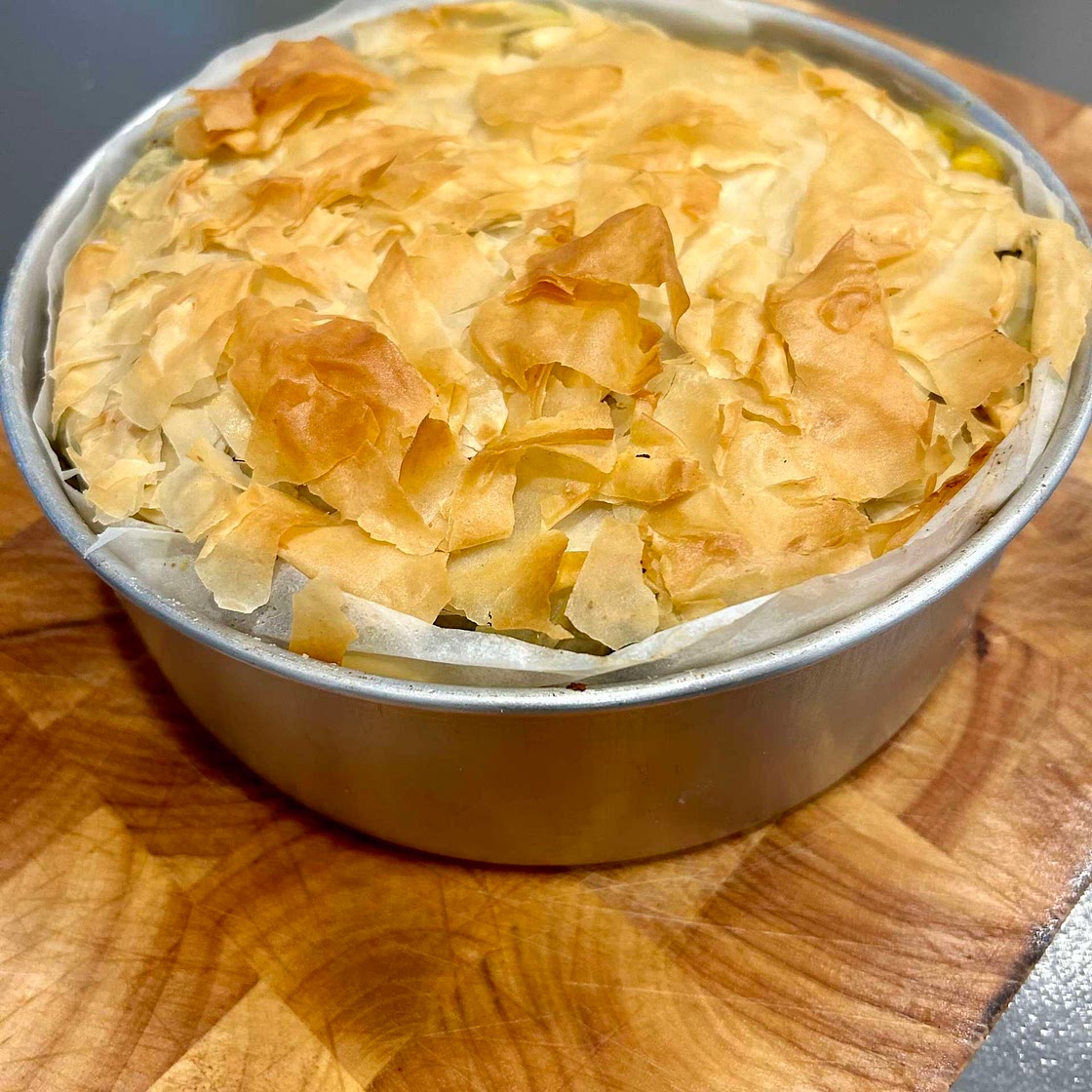 126. Curried Cauliflower and Cheddar Filo Pie