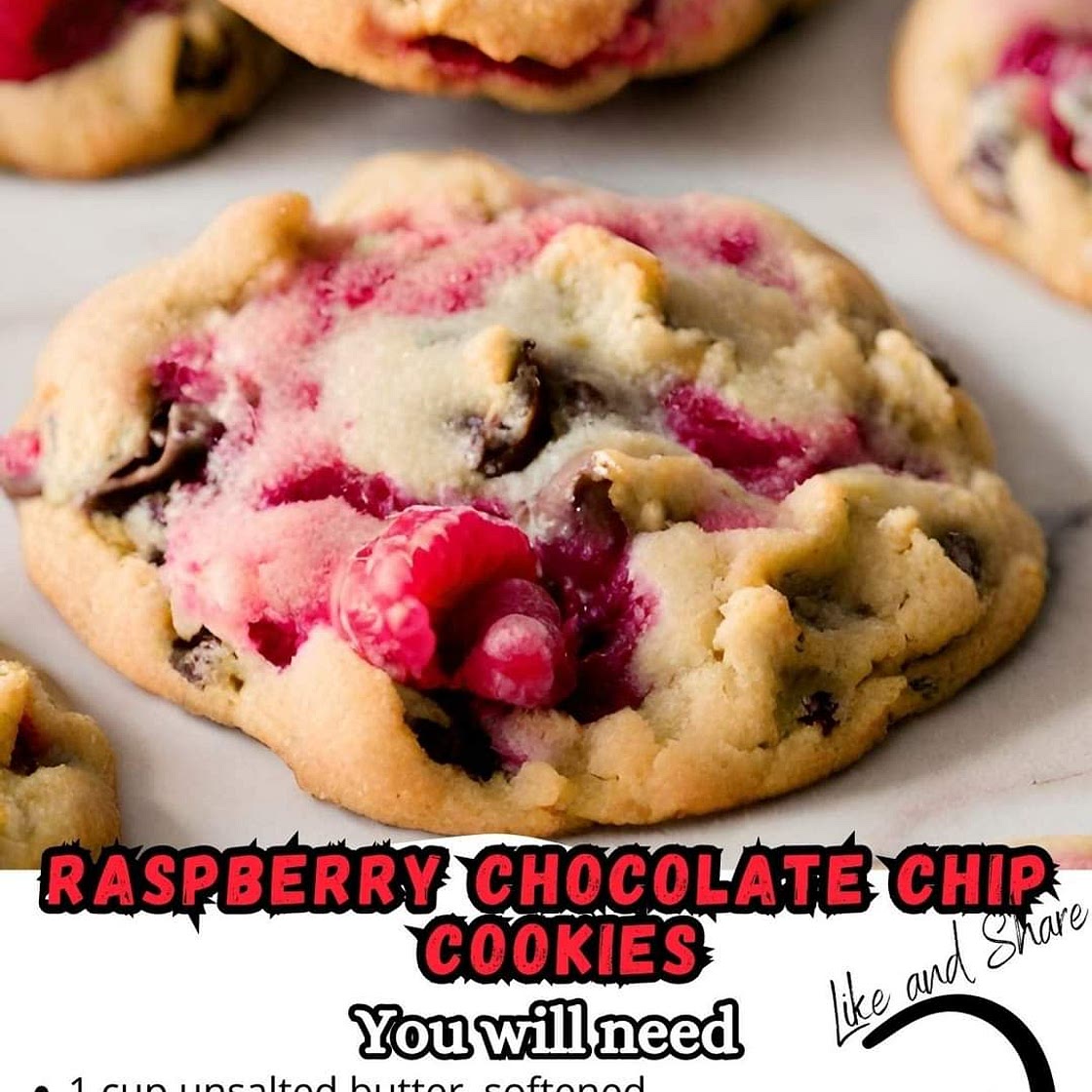 Raspberry chocolate chip cookies