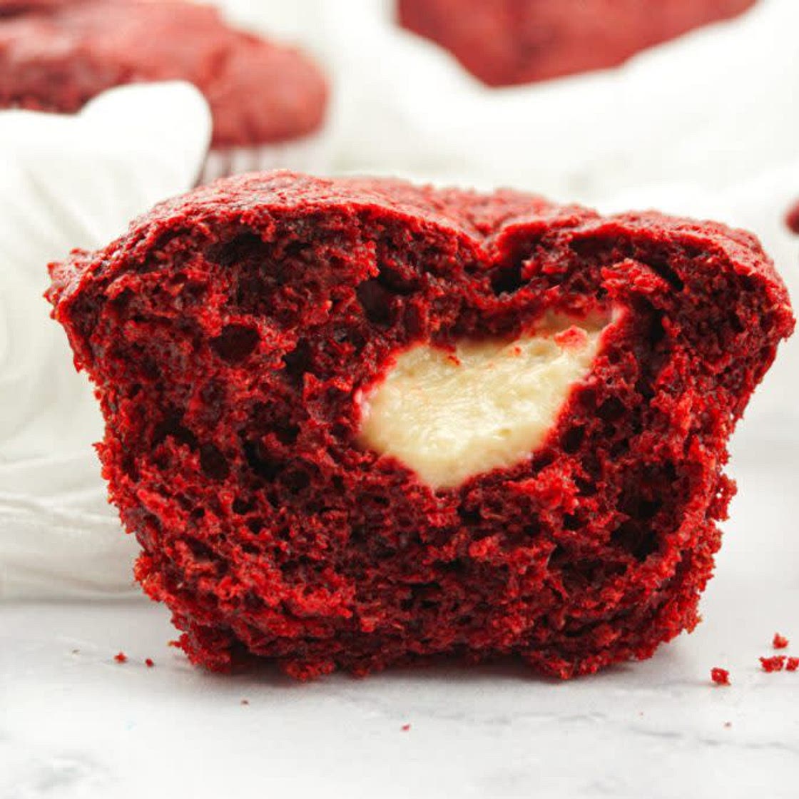 Cream Cheese Filled Red Velvet Muffins