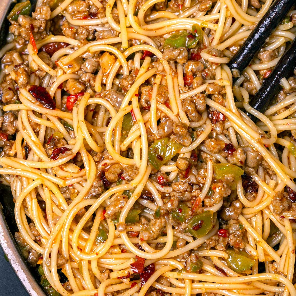 Angel Hair Pasta with Chinese Beef Sauce