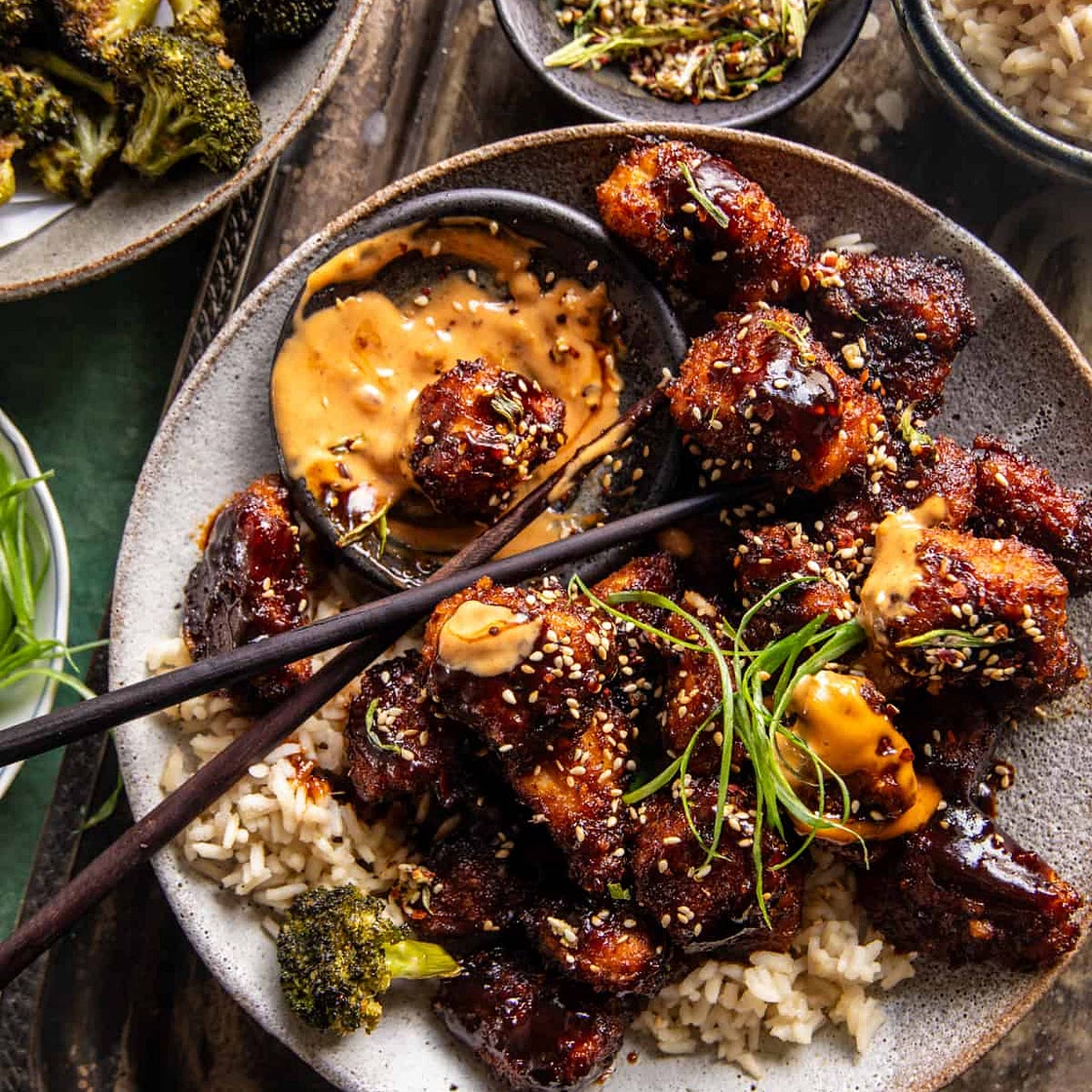 Sheet Pan Korean Popcorn Chicken
