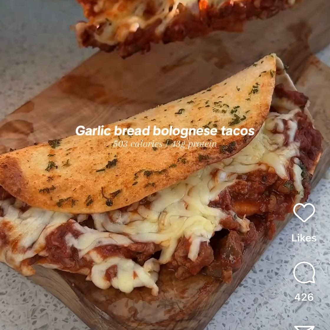 Garlic bread bolognaise tacos
