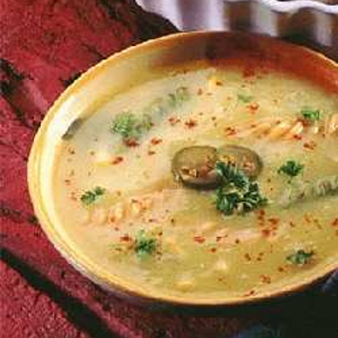 Corn, Basil and Fusilli Soup