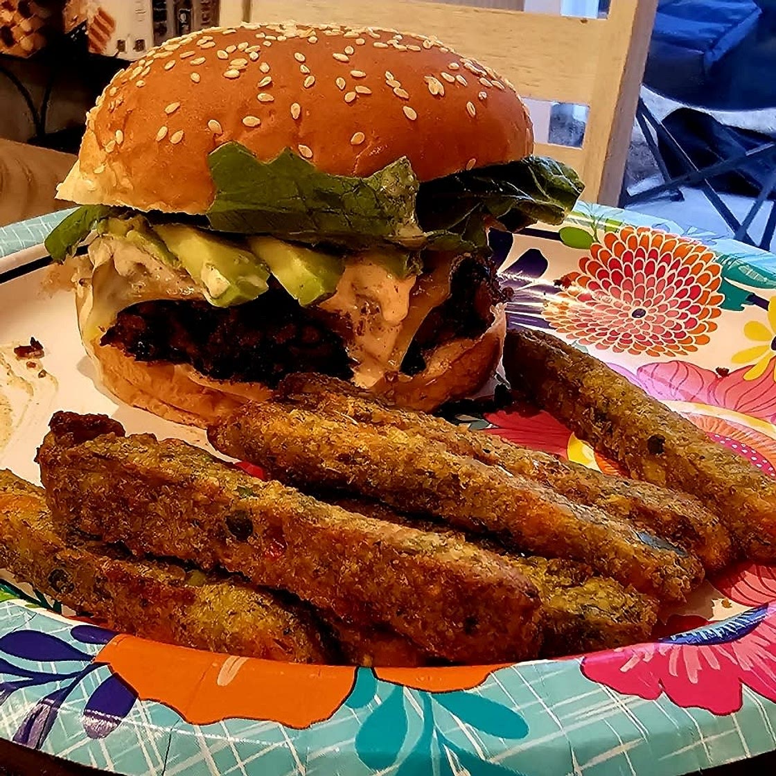 Southwest Black Bean Burgers with Burger Sauce
