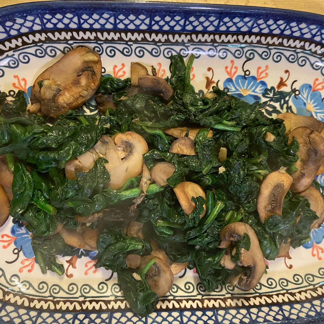 Mushroom and spinach saute