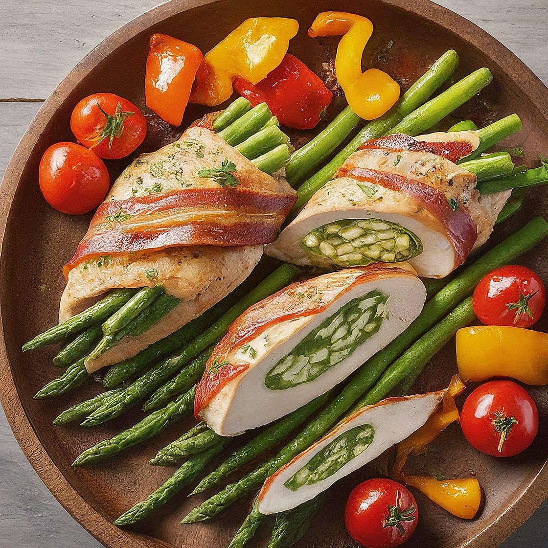 Asparagus and Bacon Stuffed Chicken Breast:  A Flavorful Fusion