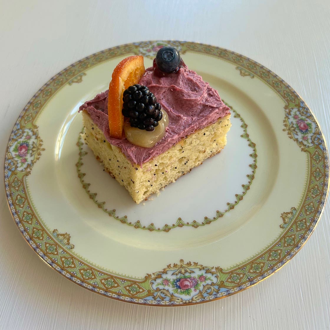 Lemon Poppy Berry Sheet Cake