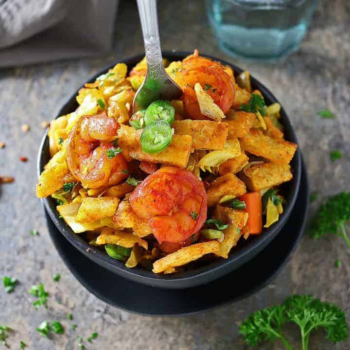Easy Sri Lankan Shrimp Kottu Roti