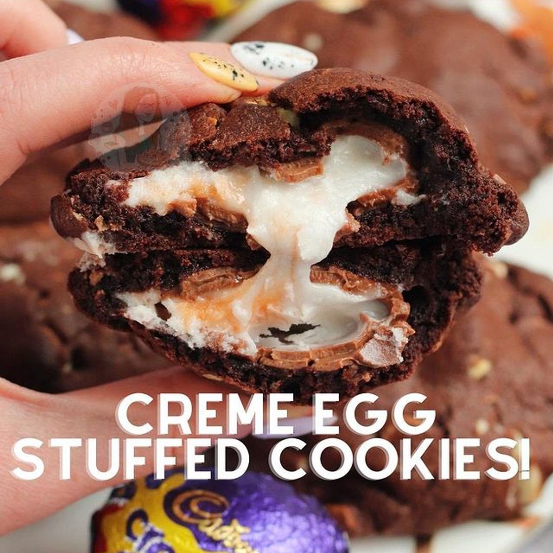 Creme Egg Stuffed Cookies