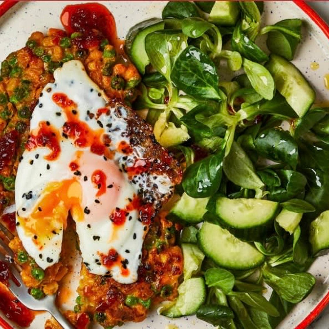 Indian-Style Pea & Sweetcorn Fritters With Nigella Eggs