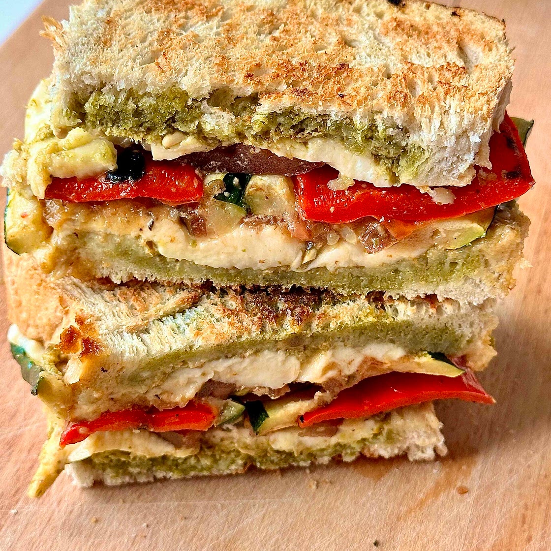 Pesto and Grilled Veggie Sandwich