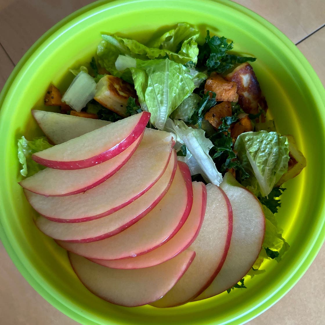 Halloumi Salad with Apples and Sweet Potatoes
