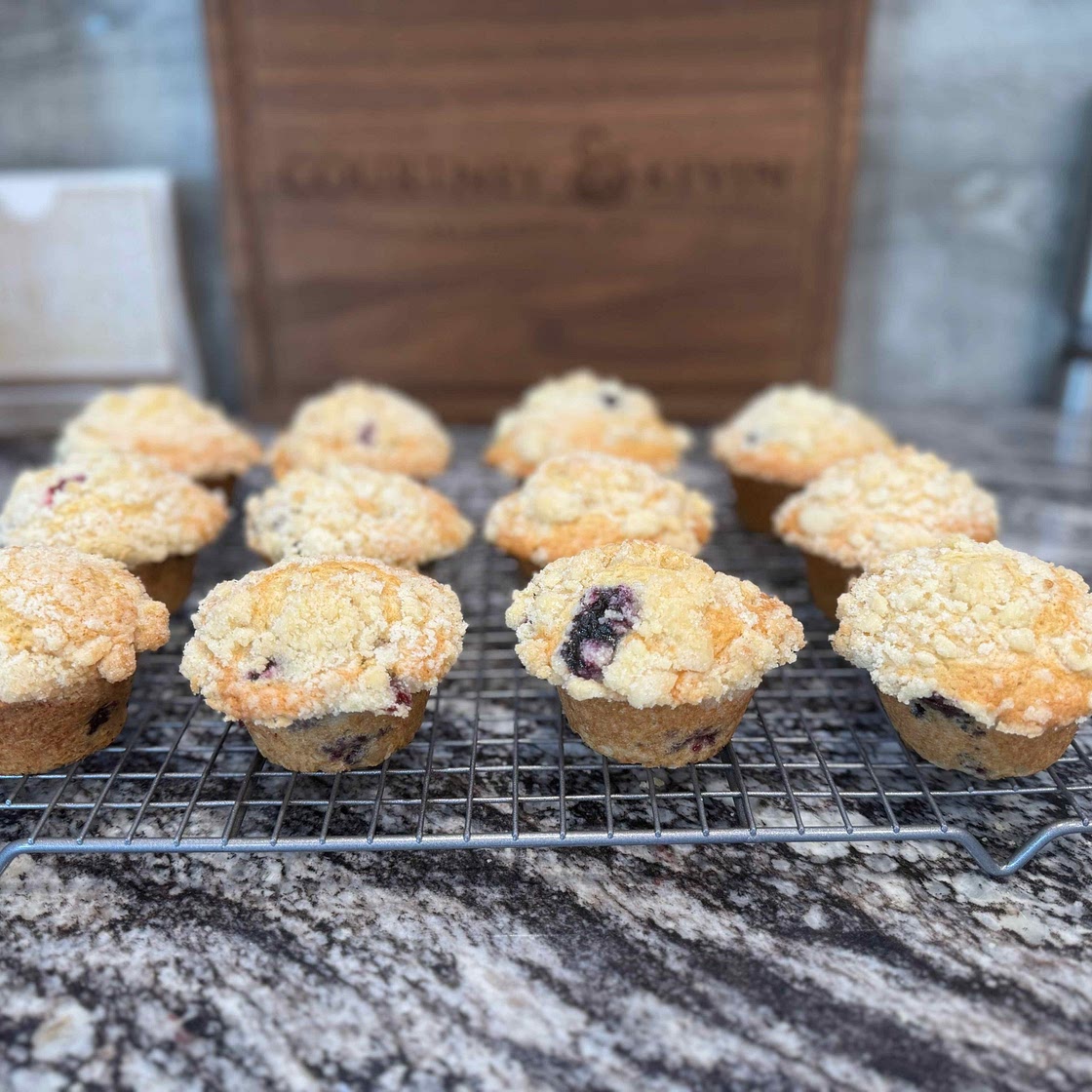 Sourdough Blueberry Muffins with Crumb Topping Recipe