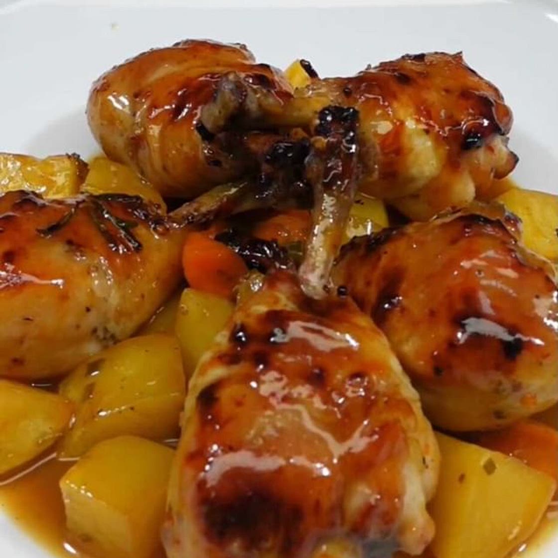 Pollo in agrodolce con patate