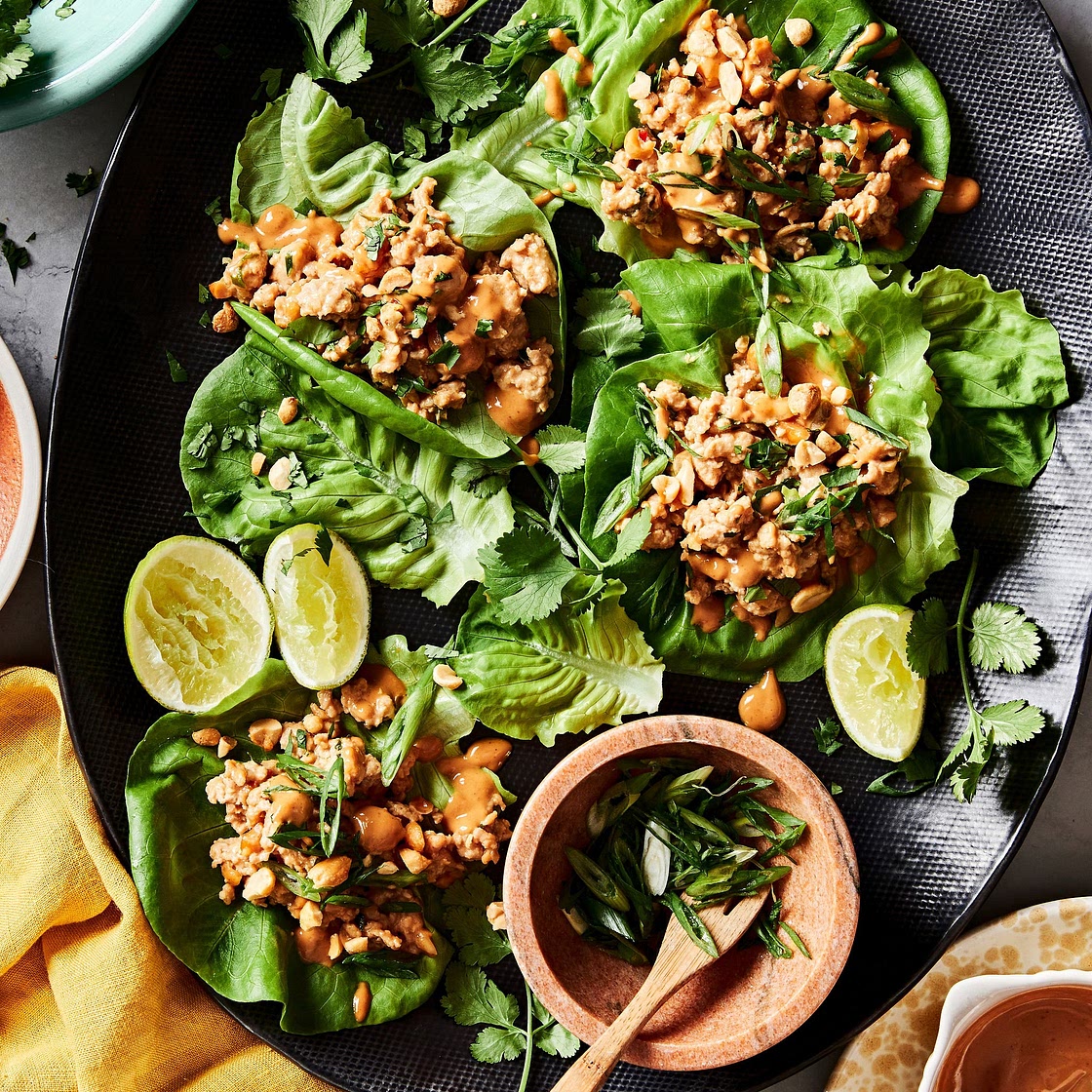 Low-Carb Peanut Chicken Lettuce Wraps
