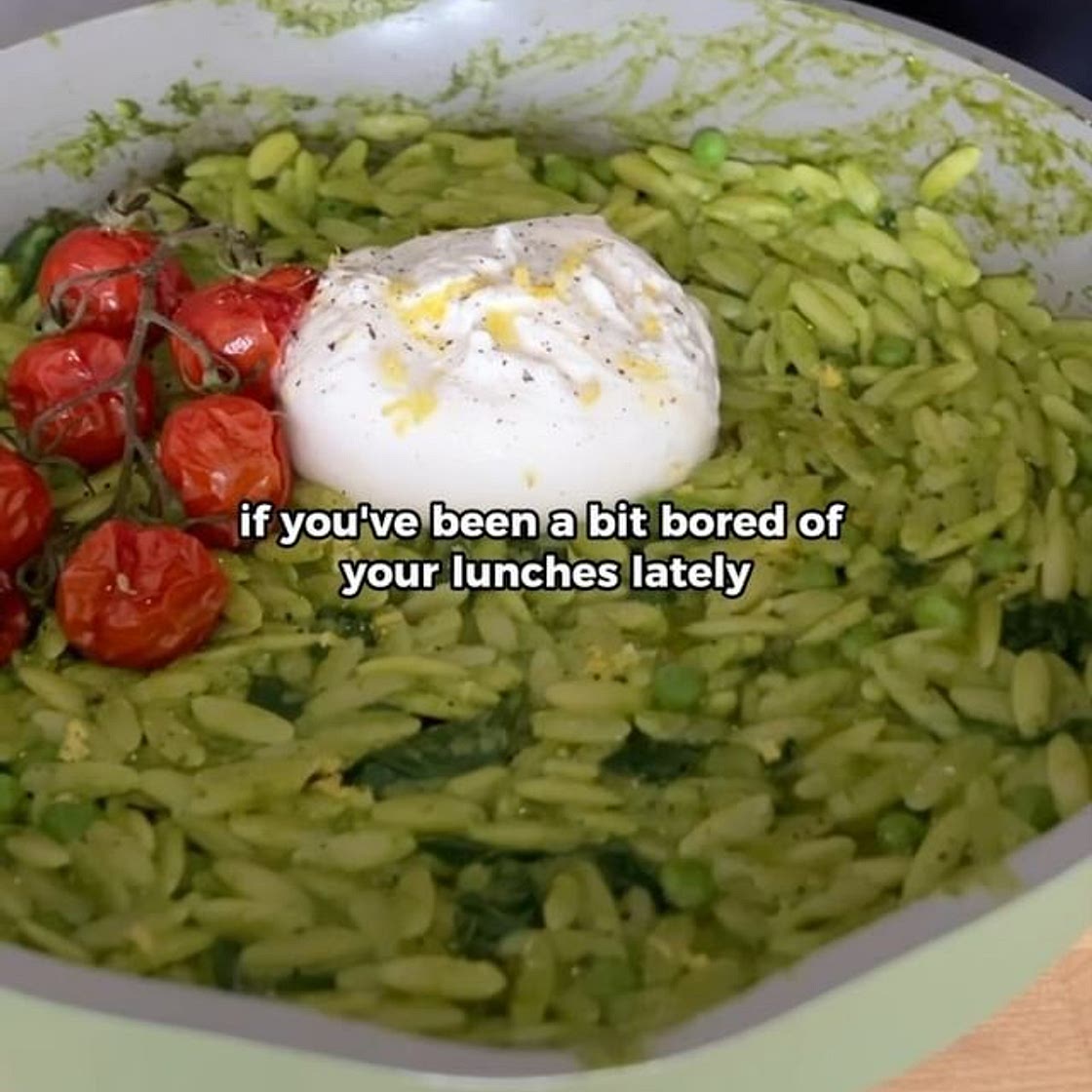 Green orzo salad