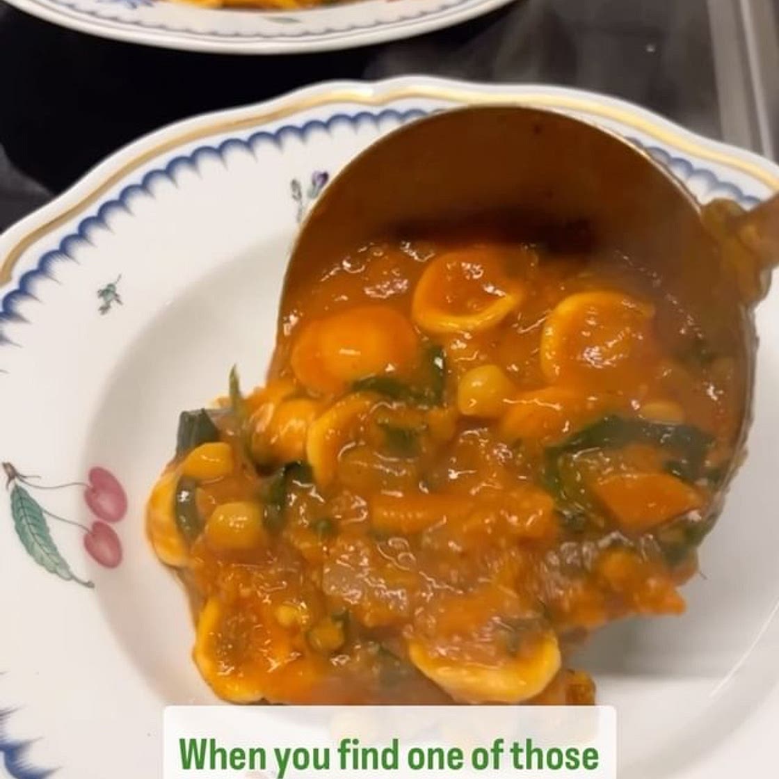 Nourishing veggie broth with orecchiette