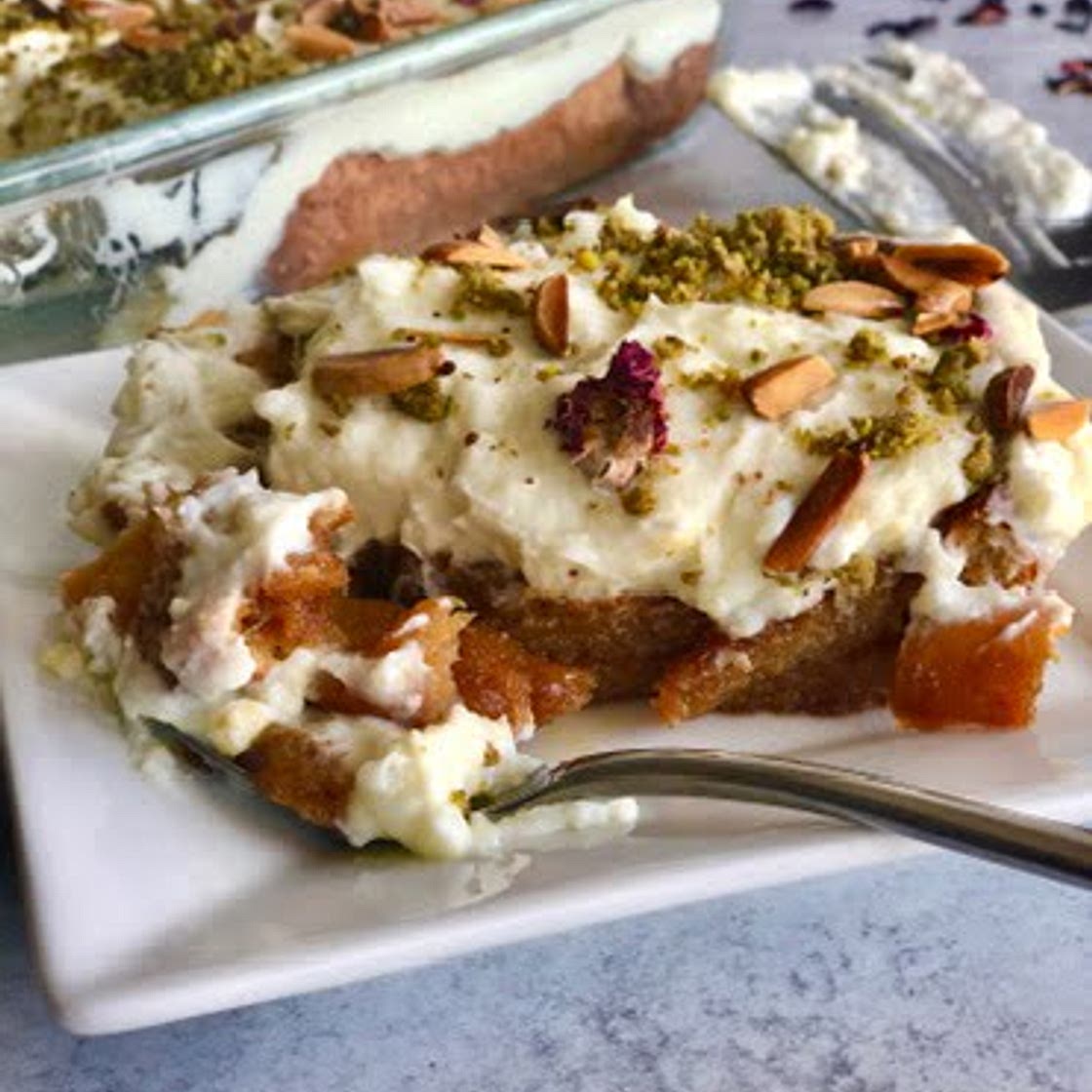 Aish El Saraya- Rose Water Bread Pudding