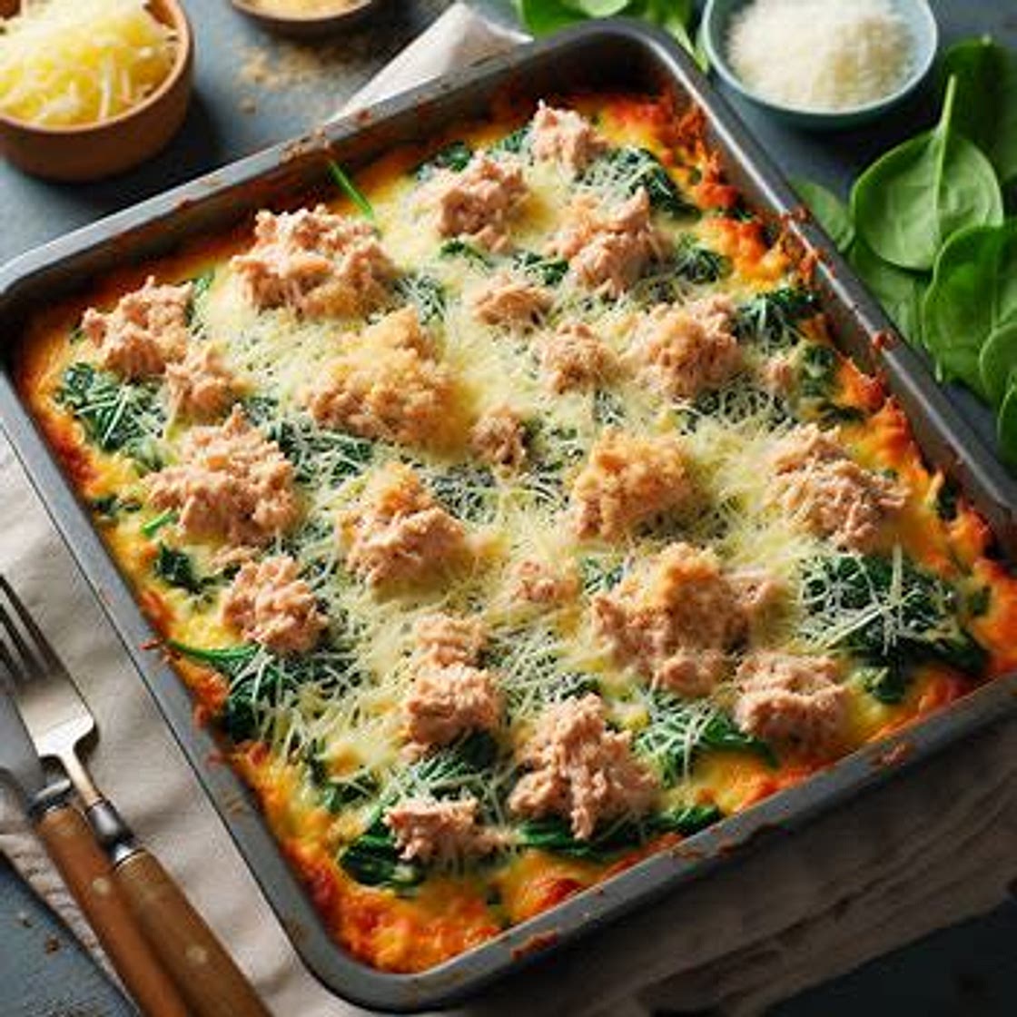 Tuna and Spinach Savory Bake