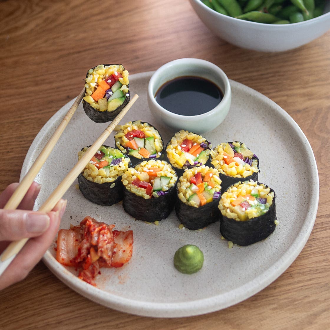 Plant-Based Rainbow Sushi Rolls