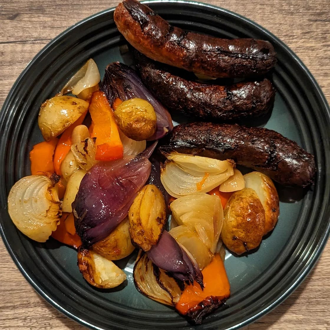 Roasted sausage and potato supper