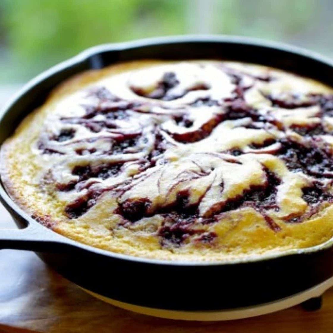 Blackberry Cornbread Skillet Cake
