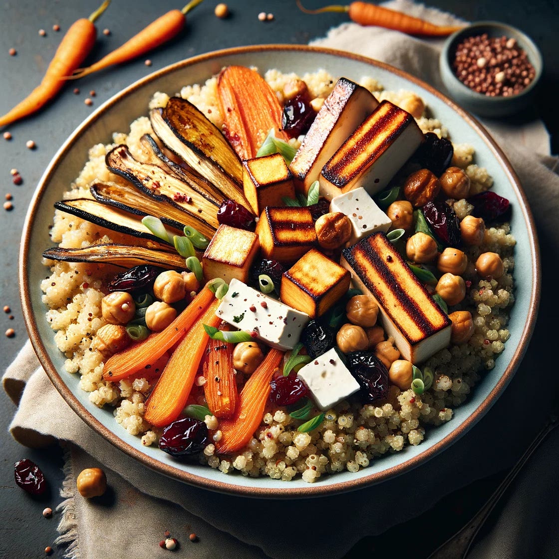 Salade de légumes rôtis et quinoa gourmand
