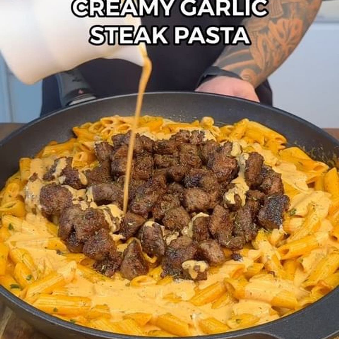 Creamy Garlic Steak Pasta (High Protein)