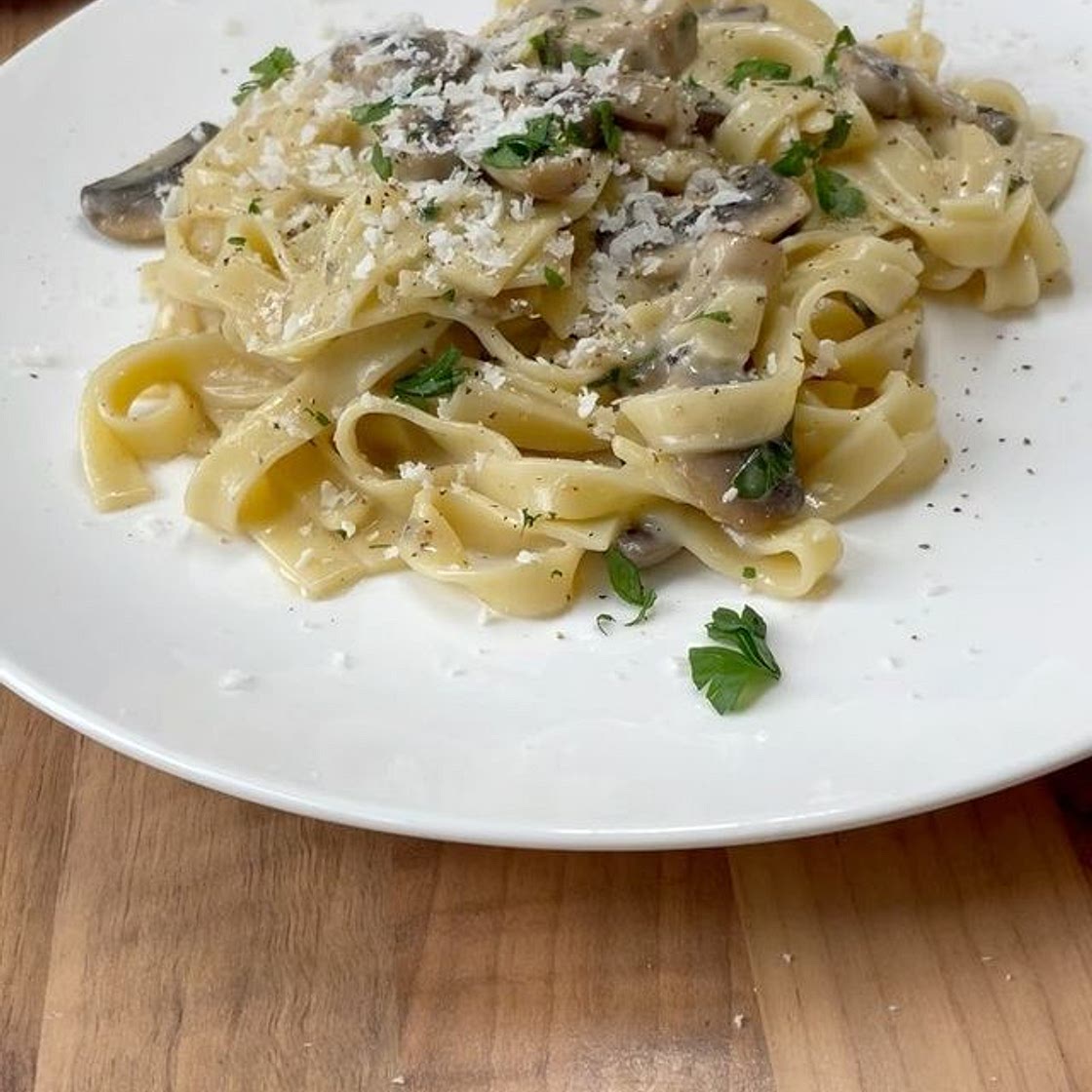 Mushroom &amp; three cheese tagliatelle,
