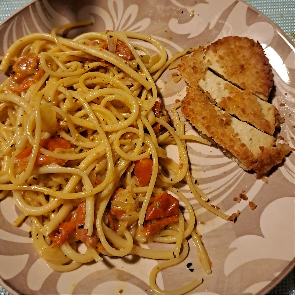 Spaghetti & Spinach with Sun-Dried Tomato Cream Sauce