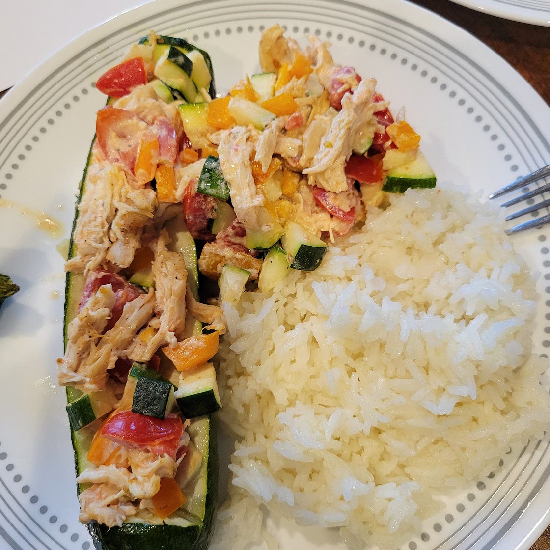Shredded Chicken Zucchini Boats