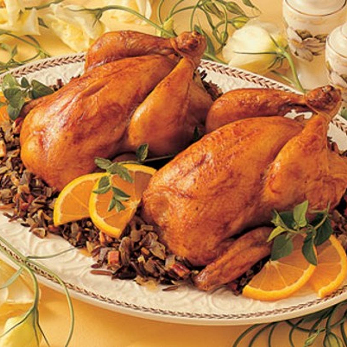 Cornish Hen with Wild Rice and Apple Glaze - The Aussie Gourmet 