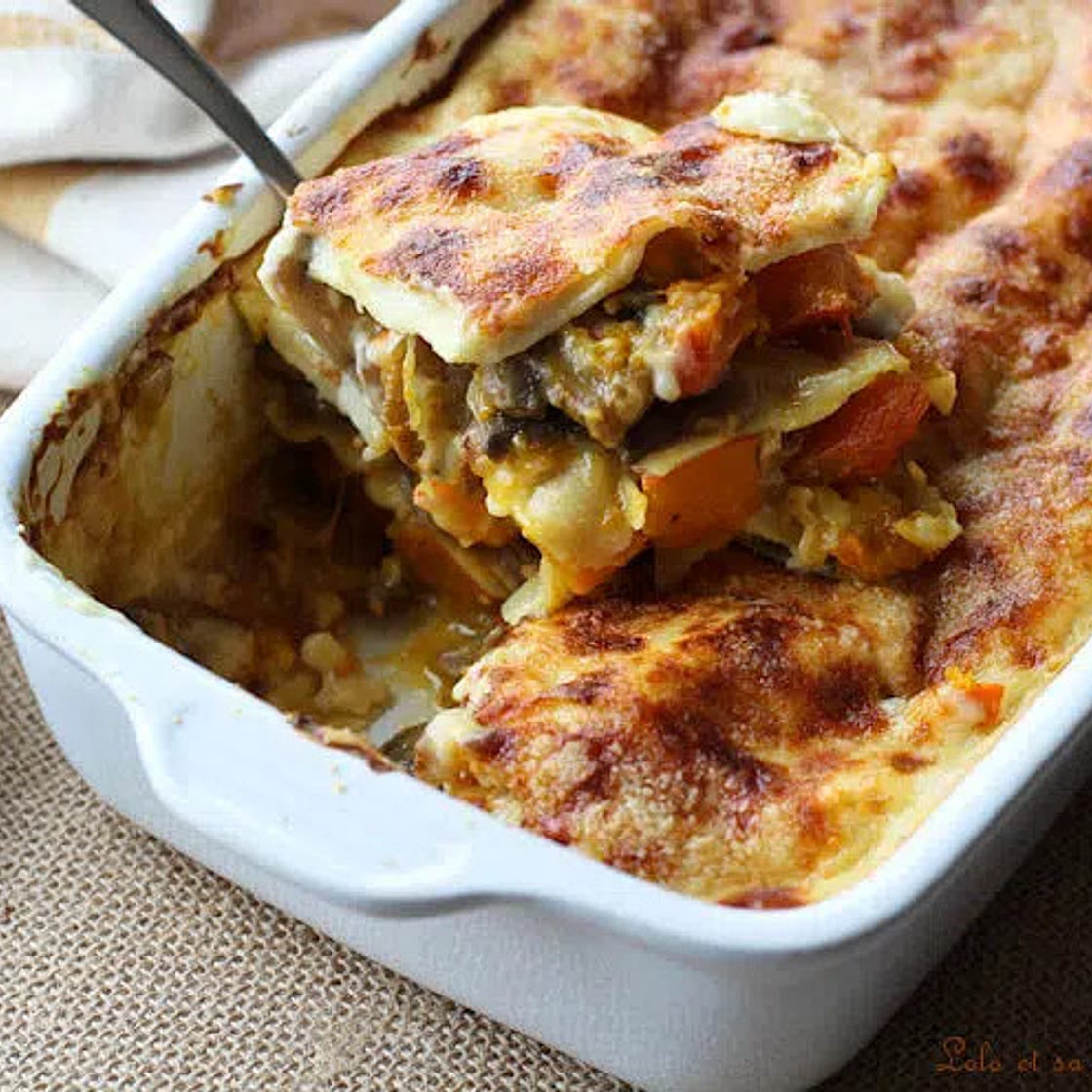 Lasagne d'hiver potimarron champignons