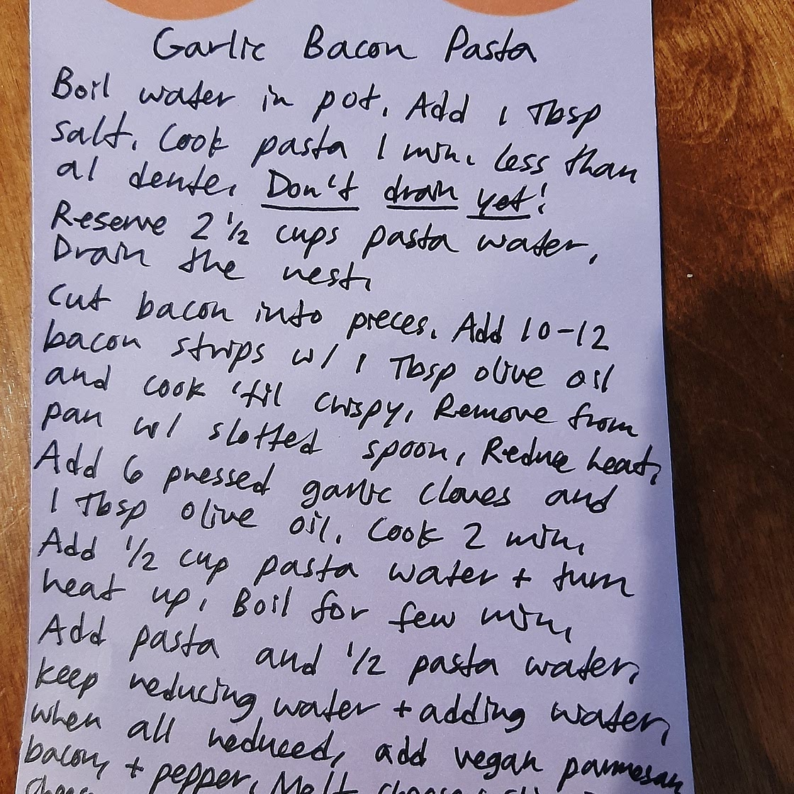 Garlic Bacon Pasta