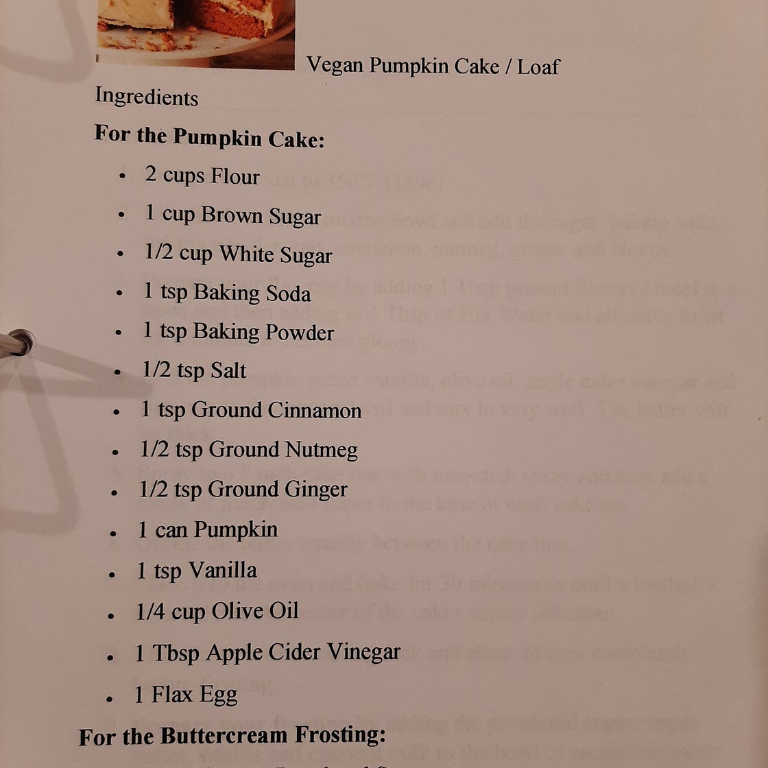 Vegan Pumpkin Cake / Loaf