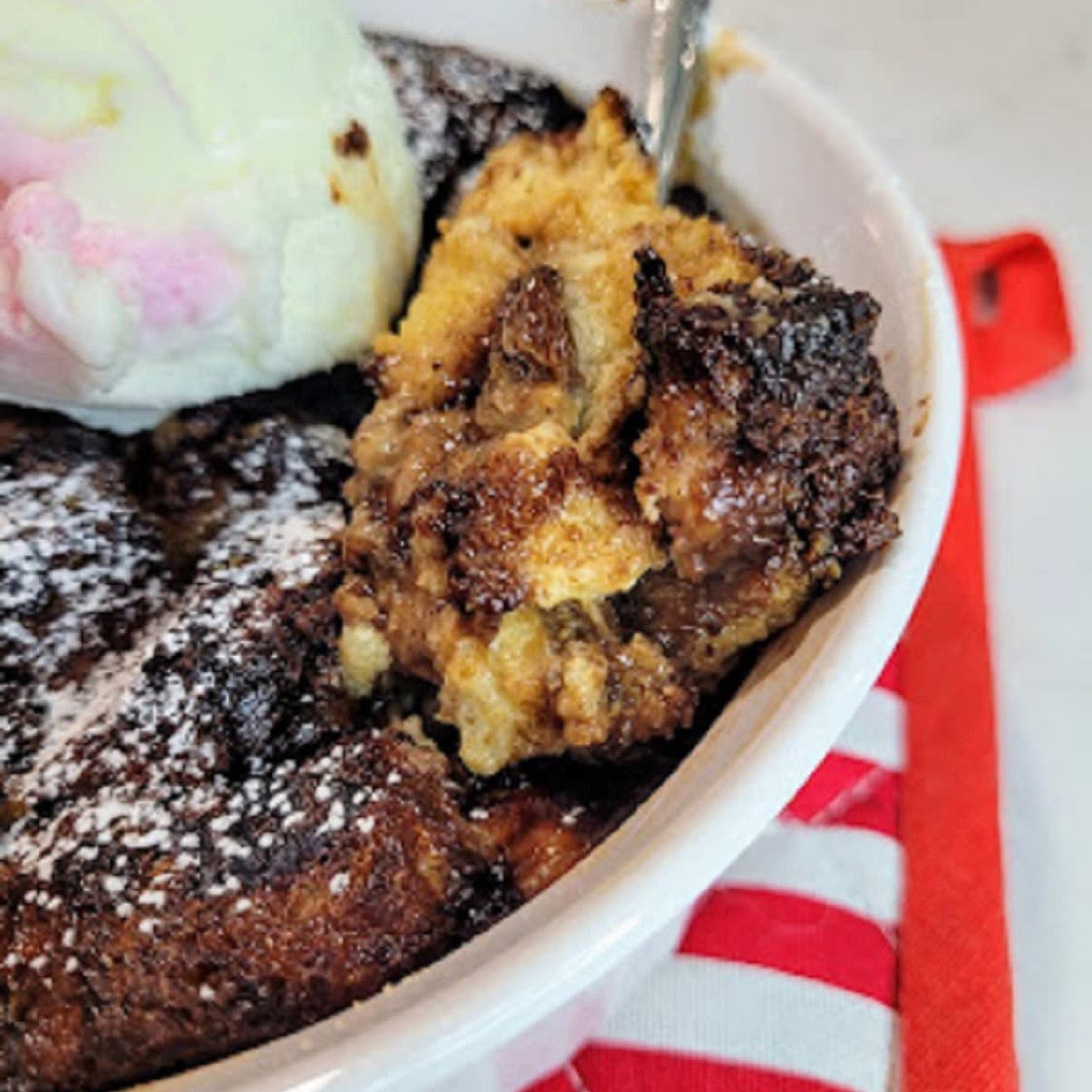 Air Fryer Nutella Bread Pudding