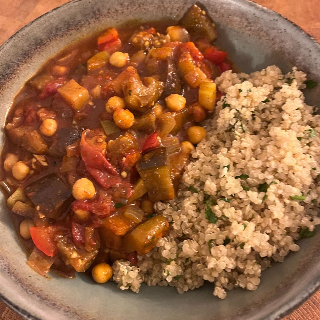 Moroccan Aubergine and Chickpea Tagine