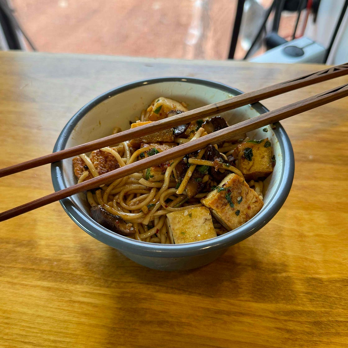 Basil scallion oil noodles