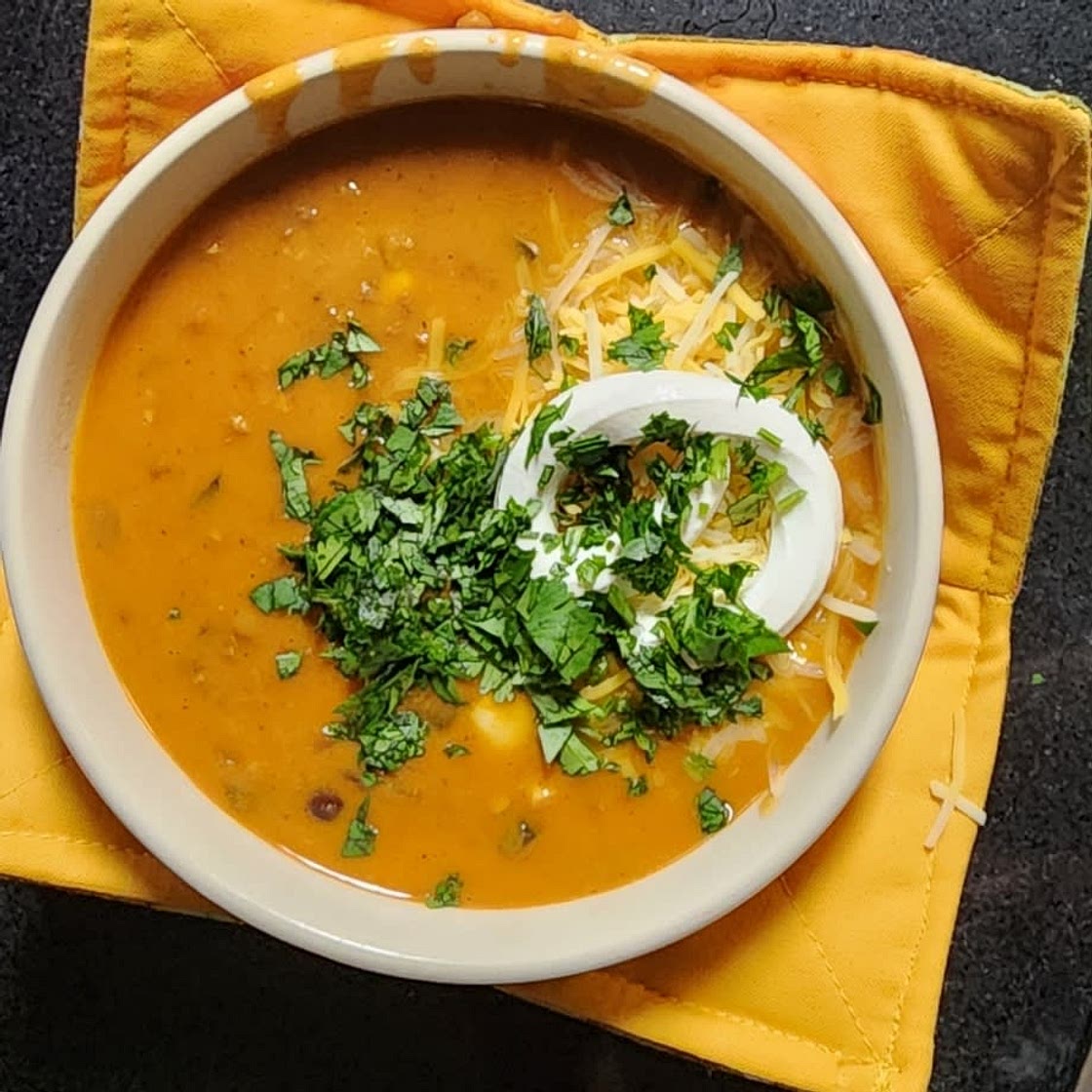 Creamy Lentil Tortilla Soup