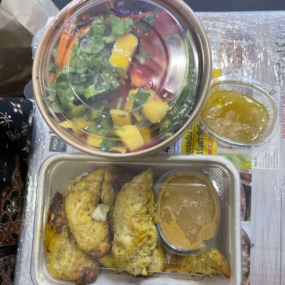 Chicken satay with a Crispy Asian inspired Salad