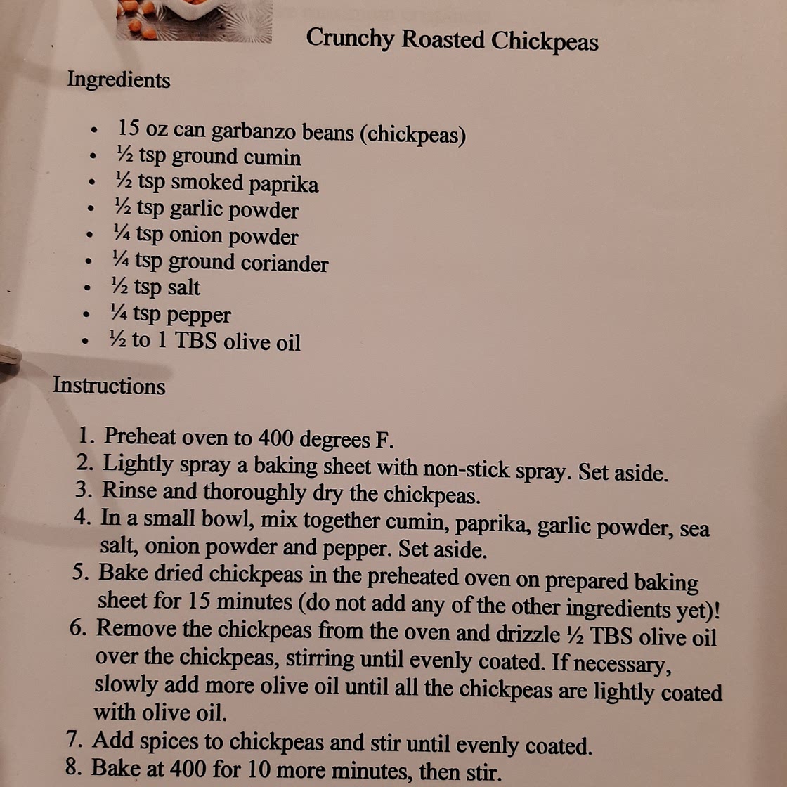 Crunchy Roasted Chickpeas