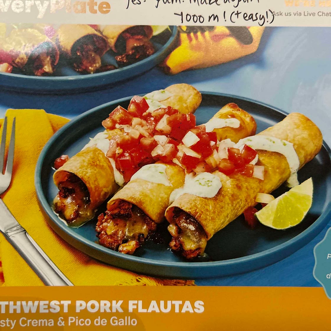 Southwest pork flautas