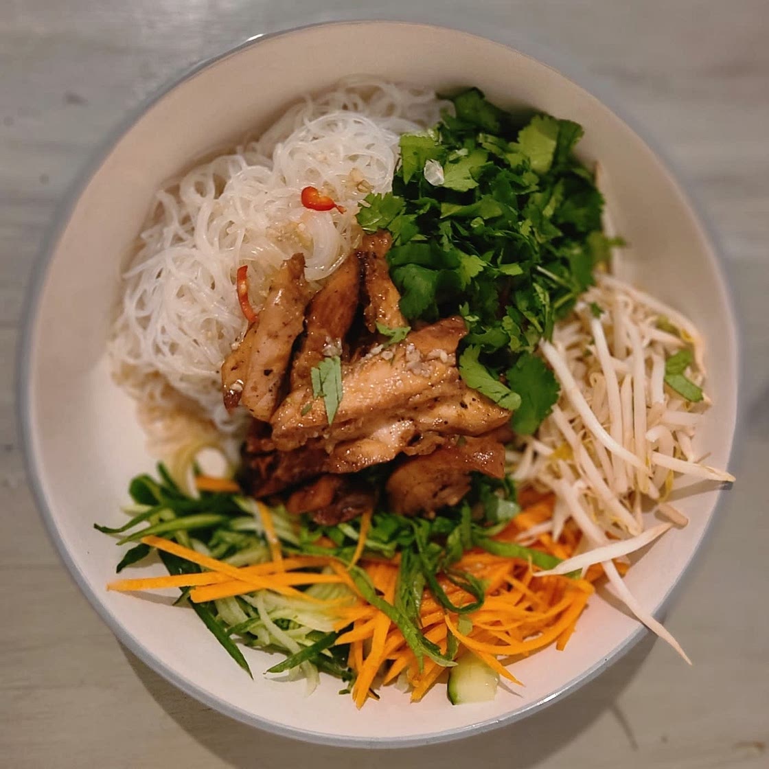 Vietnamese Noodles with Lemongrass Chicken