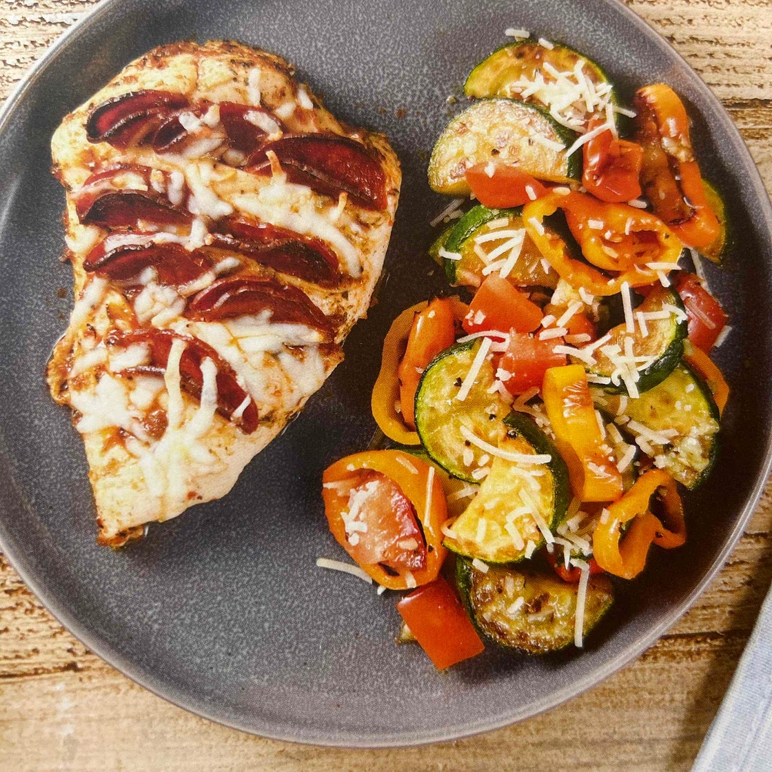 Hasselback pizza-stuffed chicken