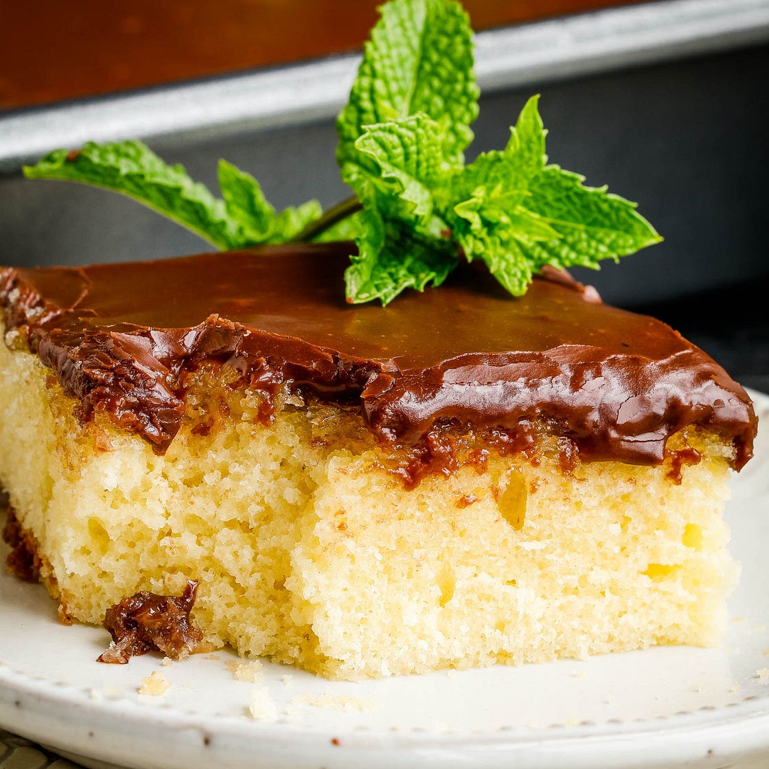 Hot Milk Cake with Fudge Icing