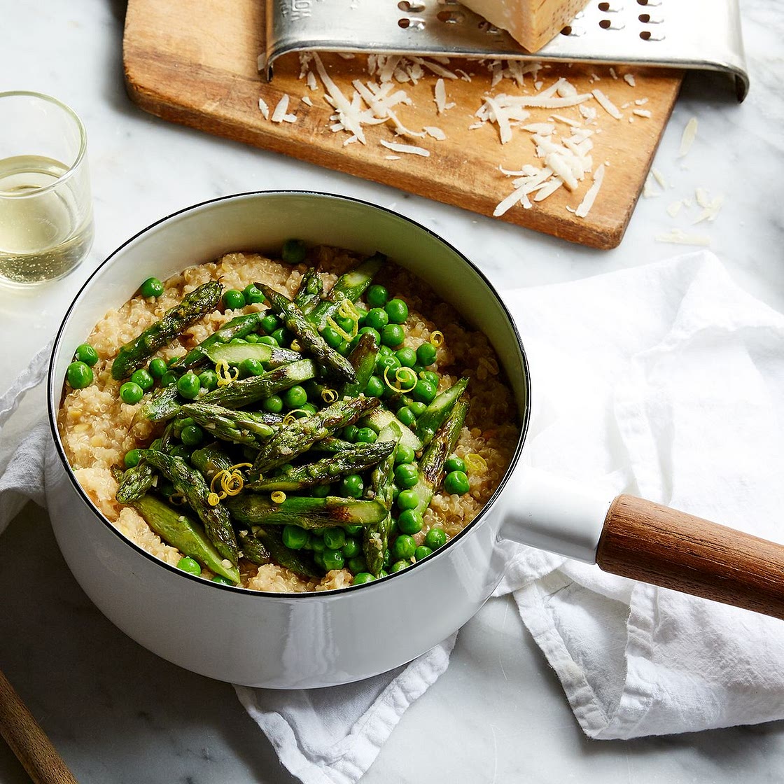 Quinoa–Red Lentil Risotto With Asparagus & Peas