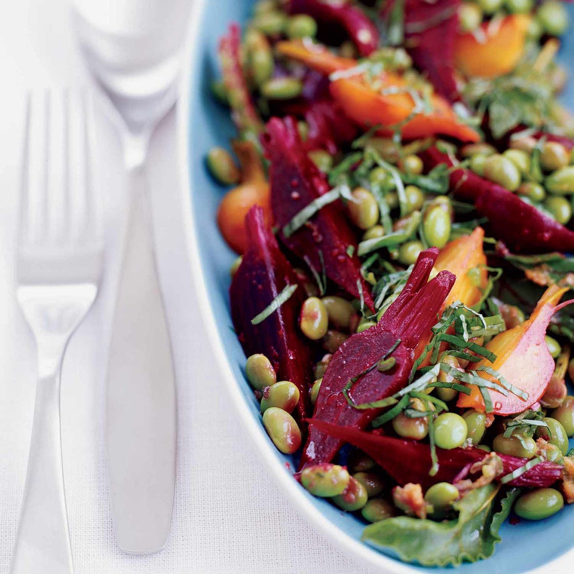 Edamame Salad with Baby Beets and Greens