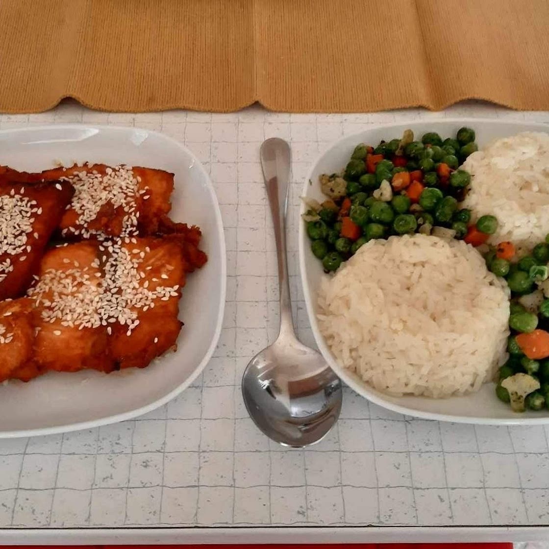 Honey, Chilli & Garlic Glazed Salmon & Greens