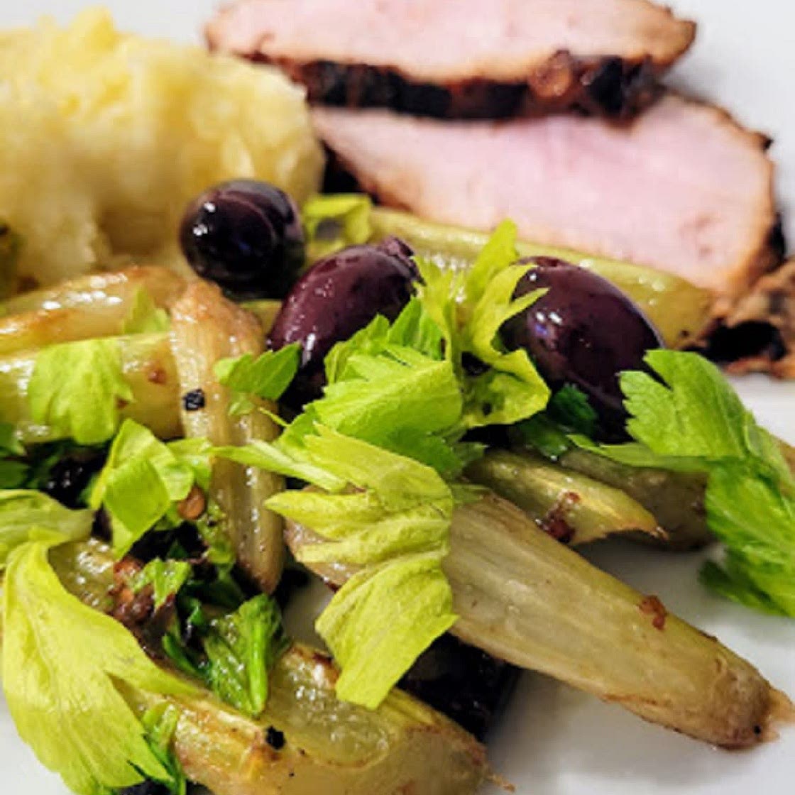 Braised Celery with Black Olives