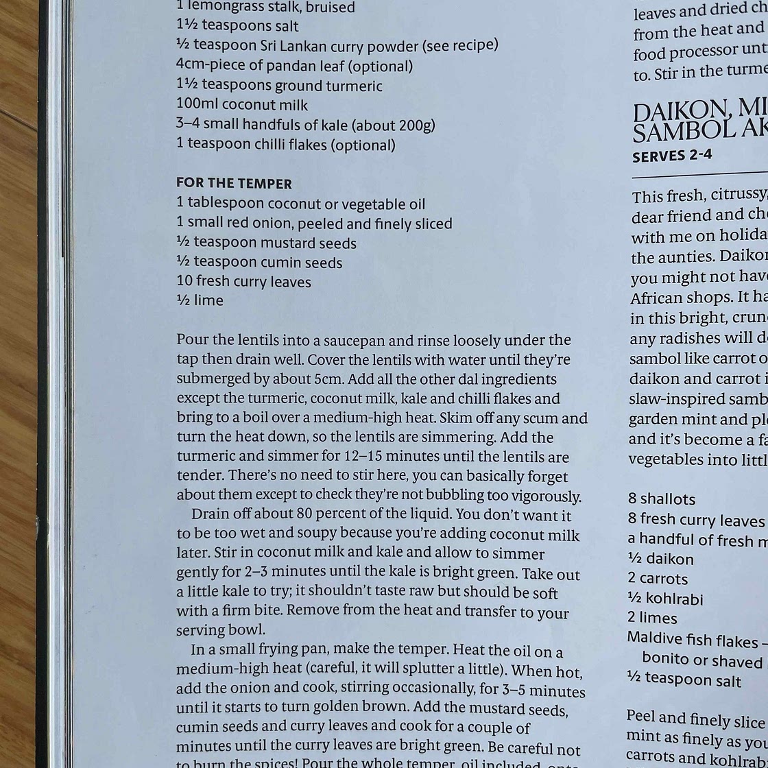 Coconut dal with kale - cuisine 217, p. 88